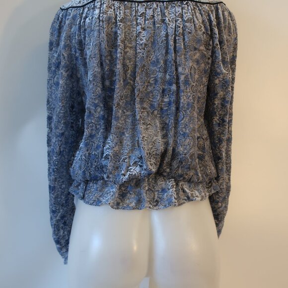 NWT Womens Zadig & Voltaire Blue Gray Silk Blend Tori Velour Devore Blou… - Picture 10 of 11